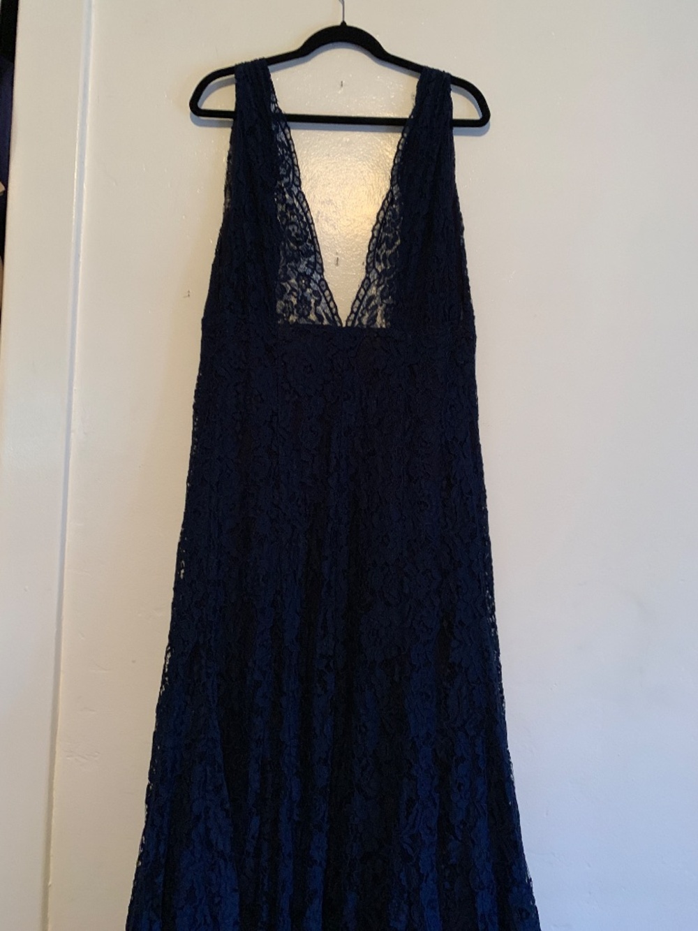 Reformation NWT Size 12 $488 Francesca Deep Navy Plunge Lace Dress Wedding Gown - Picture 11 of 11